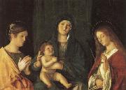 Giovanni Bellini Madonna and Child Between SS.Catherine and Ursula Spain oil painting artist